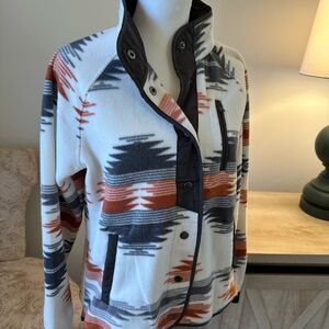 Patterned Fleece Aztec Jacket with Button Details